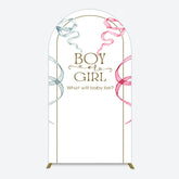 Aperturee - Aperturee Blue Pink Ribbon Boy Or Girl Baby Shower Arch Backdrop
